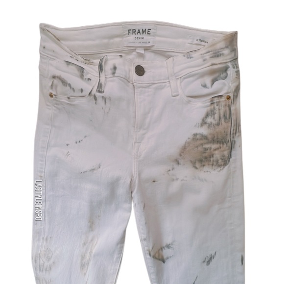 FRAME White Jeans Raw Tie Dye Flared Slit Size 23 - Picture 3 of 5